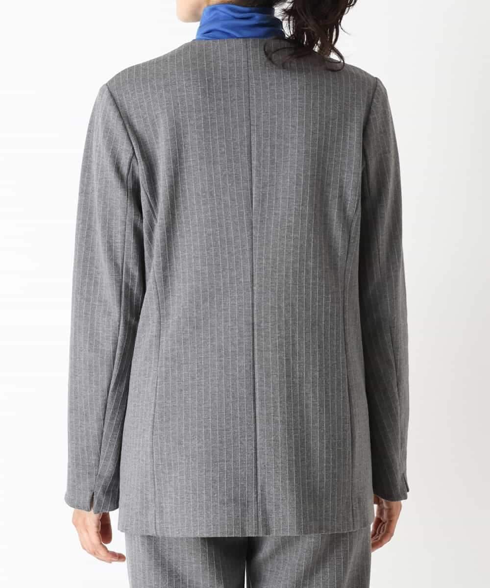 PHJJQ41390 GEORGES RECH(小さいサイズ)(メゾン ドゥ サンク) 【セットアップ対応】ポンチジャージーピンストライプジャケット ライトグレー