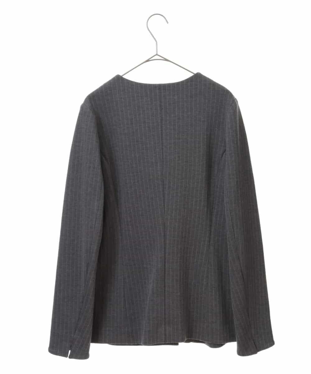 PHJJQ41390 GEORGES RECH(小さいサイズ)(メゾン ドゥ サンク) 【セットアップ対応】ポンチジャージーピンストライプジャケット ライトグレー