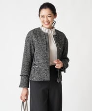 PHJJS37490 GEORGES RECH(小さいサイズ)(メゾン ドゥ サンク) ノーカラーツイードジャケット グレー系ミックス