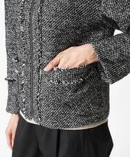 PHJJS37490 GEORGES RECH(小さいサイズ)(メゾン ドゥ サンク) ノーカラーツイードジャケット グレー系ミックス