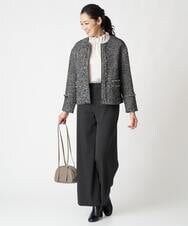 PHJJS37490 GEORGES RECH(小さいサイズ)(メゾン ドゥ サンク) ノーカラーツイードジャケット グレー系ミックス