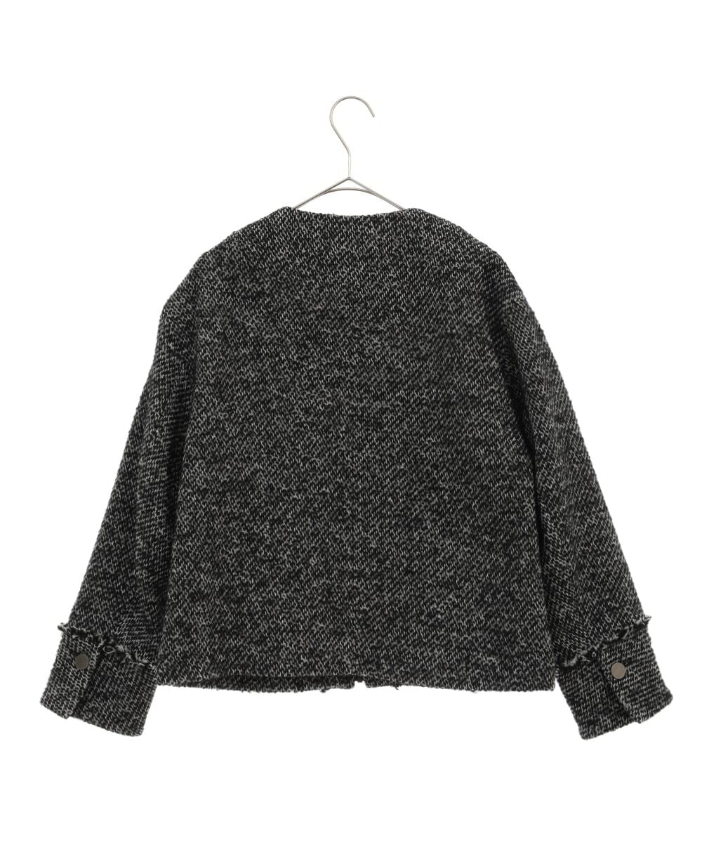 PHJJS37490 GEORGES RECH(小さいサイズ)(メゾン ドゥ サンク) ノーカラーツイードジャケット グレー系ミックス