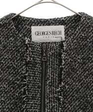 PHJJS37490 GEORGES RECH(小さいサイズ)(メゾン ドゥ サンク) ノーカラーツイードジャケット グレー系ミックス