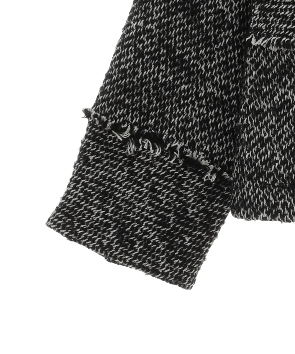 PHJJS37490 GEORGES RECH(小さいサイズ)(メゾン ドゥ サンク) ノーカラーツイードジャケット グレー系ミックス
