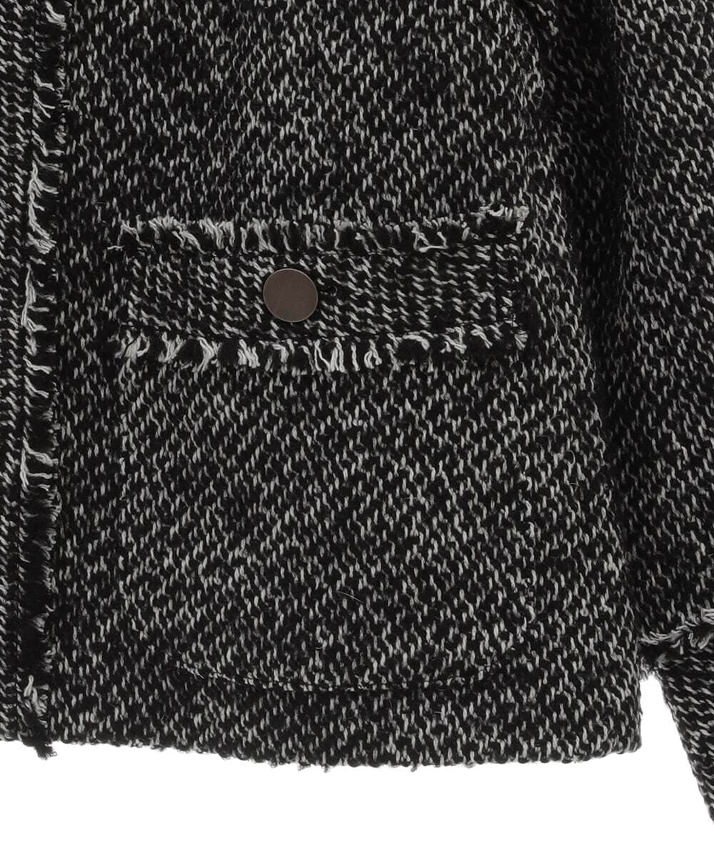 PHJJS37490 GEORGES RECH(小さいサイズ)(メゾン ドゥ サンク) ノーカラーツイードジャケット グレー系ミックス