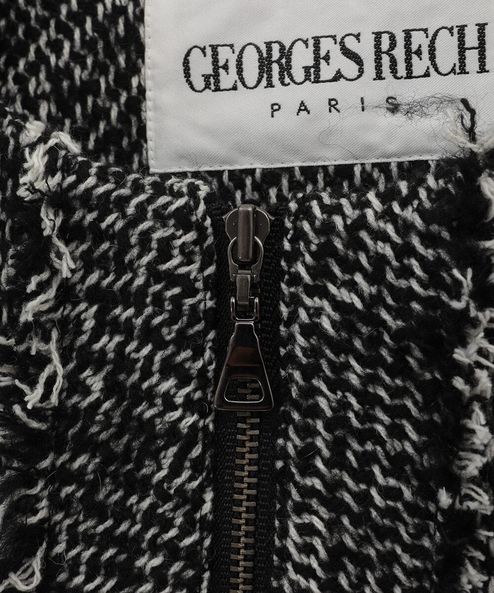 PHJJS37490 GEORGES RECH(小さいサイズ)(メゾン ドゥ サンク) ノーカラーツイードジャケット グレー系ミックス