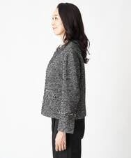PHJJS37490 GEORGES RECH(小さいサイズ)(メゾン ドゥ サンク) ノーカラーツイードジャケット グレー系ミックス
