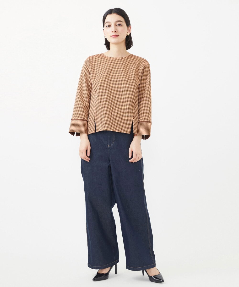 PHKAA41290 GEORGES RECH(小さいサイズ)(メゾン ドゥ サンク)  [セットアップ対応]チェックジャガードジャージープルオーバー オレンジ系