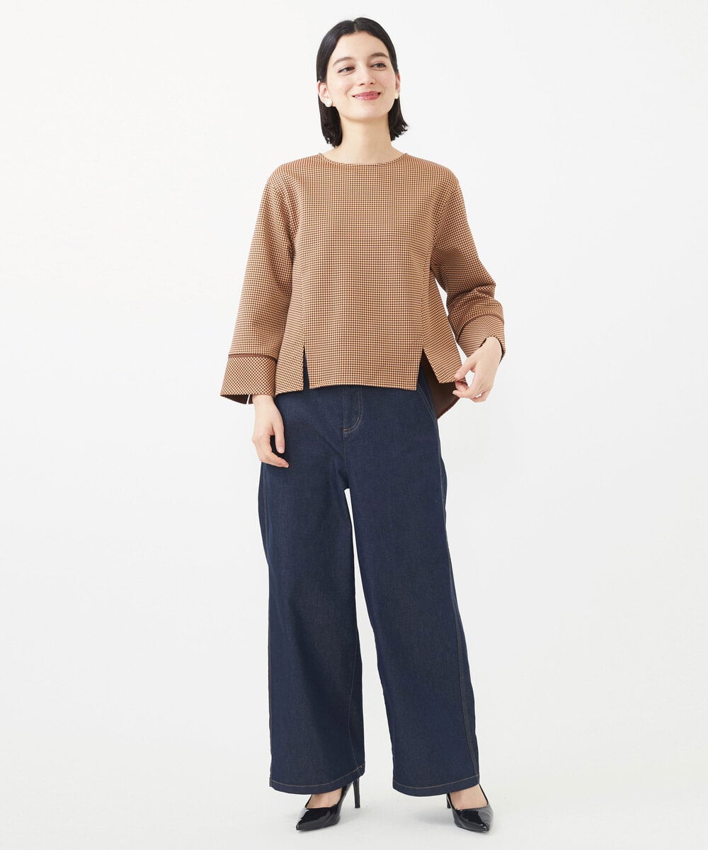 PHKAA41290 GEORGES RECH(小さいサイズ)(メゾン ドゥ サンク)  [セットアップ対応]チェックジャガードジャージープルオーバー オレンジ系
