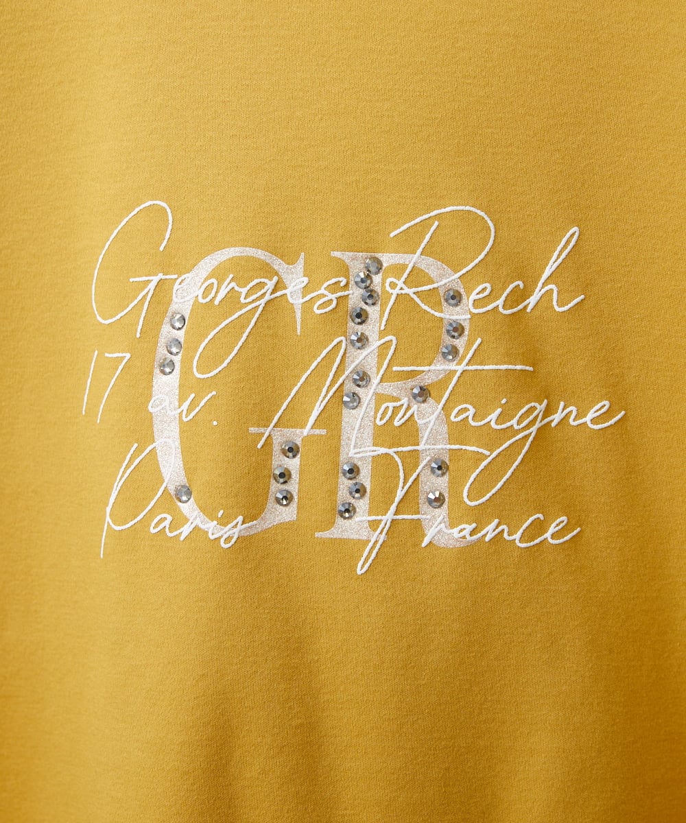 PHKAB25180 GEORGES RECH(小さいサイズ)(メゾン ドゥ サンク) ラメプリントラインストーンロゴカットソー ホワイト
