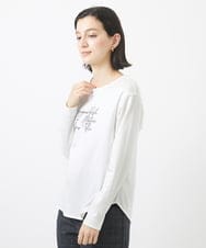 PHKAB25180 GEORGES RECH(小さいサイズ)(メゾン ドゥ サンク) ラメプリントラインストーンロゴカットソー ホワイト