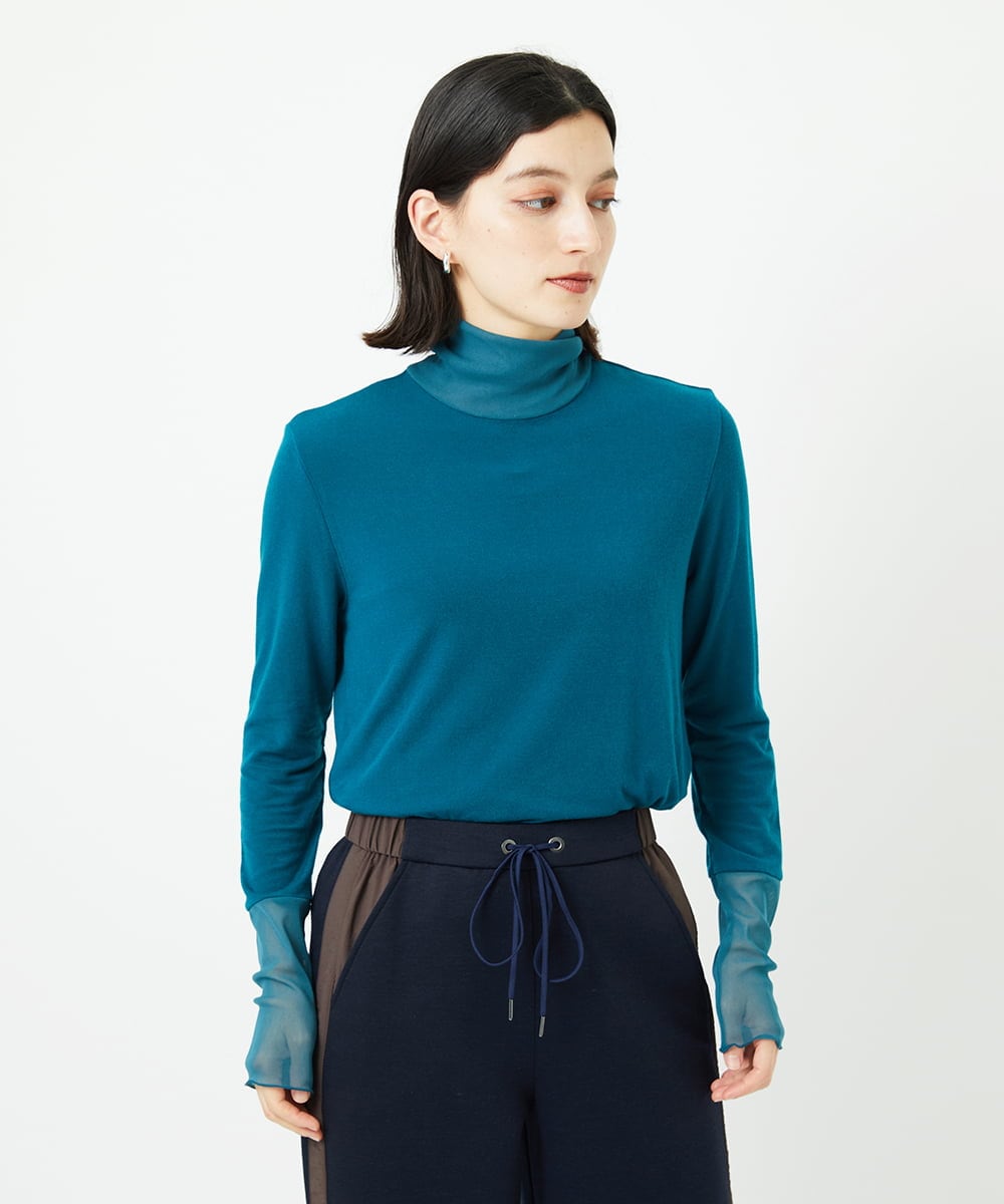 PHKAD12180 GEORGES RECH(小さいサイズ)(メゾン ドゥ サンク) カシミヤハイネックチュールカットソー グリーン
