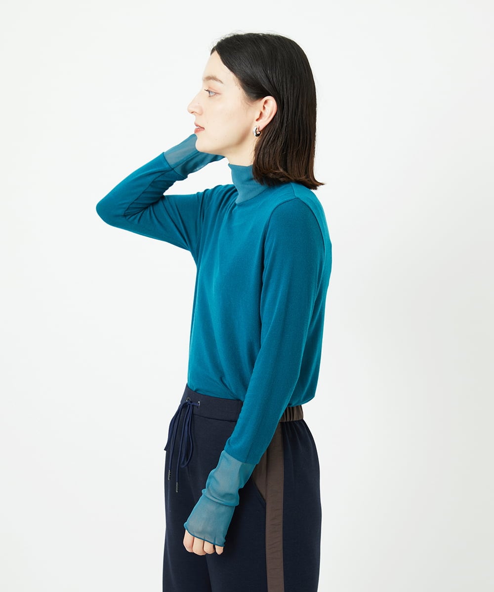 PHKAD12180 GEORGES RECH(小さいサイズ)(メゾン ドゥ サンク) カシミヤハイネックチュールカットソー グリーン