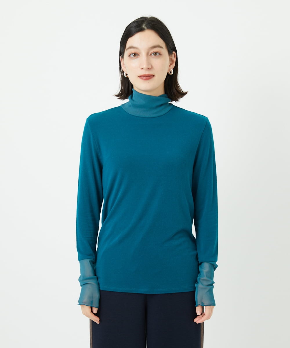 PHKAD12180 GEORGES RECH(小さいサイズ)(メゾン ドゥ サンク) カシミヤハイネックチュールカットソー グリーン