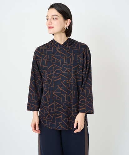 PHKAD22290 GEORGES RECH(小さいサイズ) [日本製]ダブルフェイスミニフード9分袖ロゴカットソー