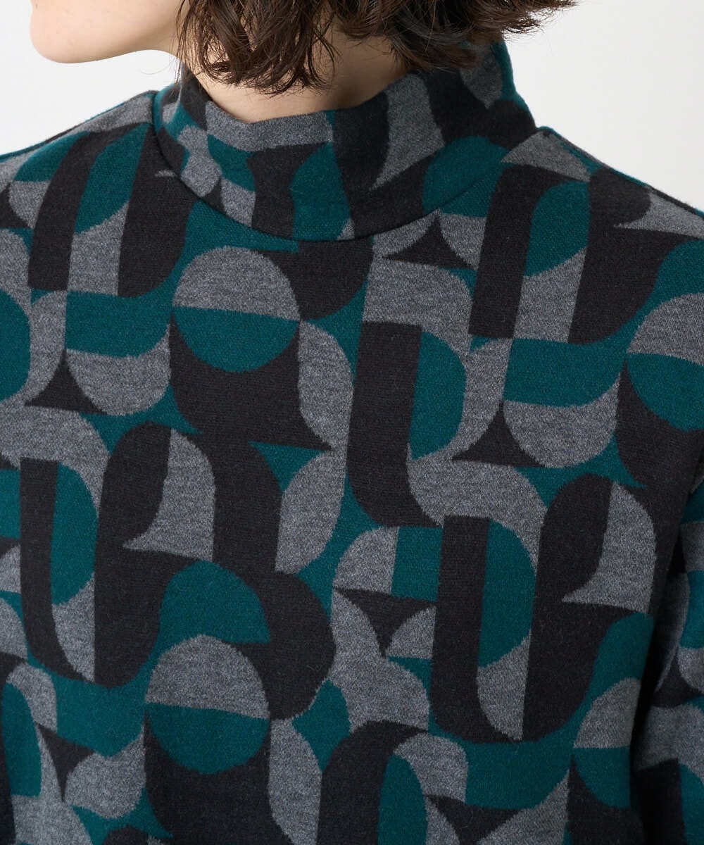 PHKAD38180 GEORGES RECH(小さいサイズ)(メゾン ドゥ サンク) [日本製]起毛ジャガードハイネックプルオーバー グリーン