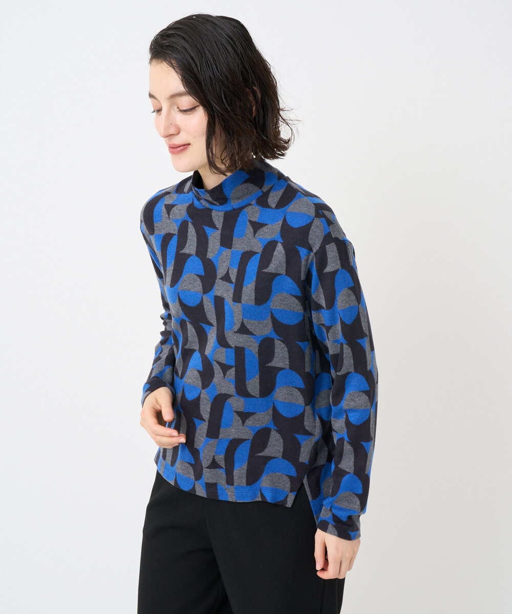 PHKAD38180 GEORGES RECH(小さいサイズ)(メゾン ドゥ サンク) [日本製]起毛ジャガードハイネックプルオーバー グリーン