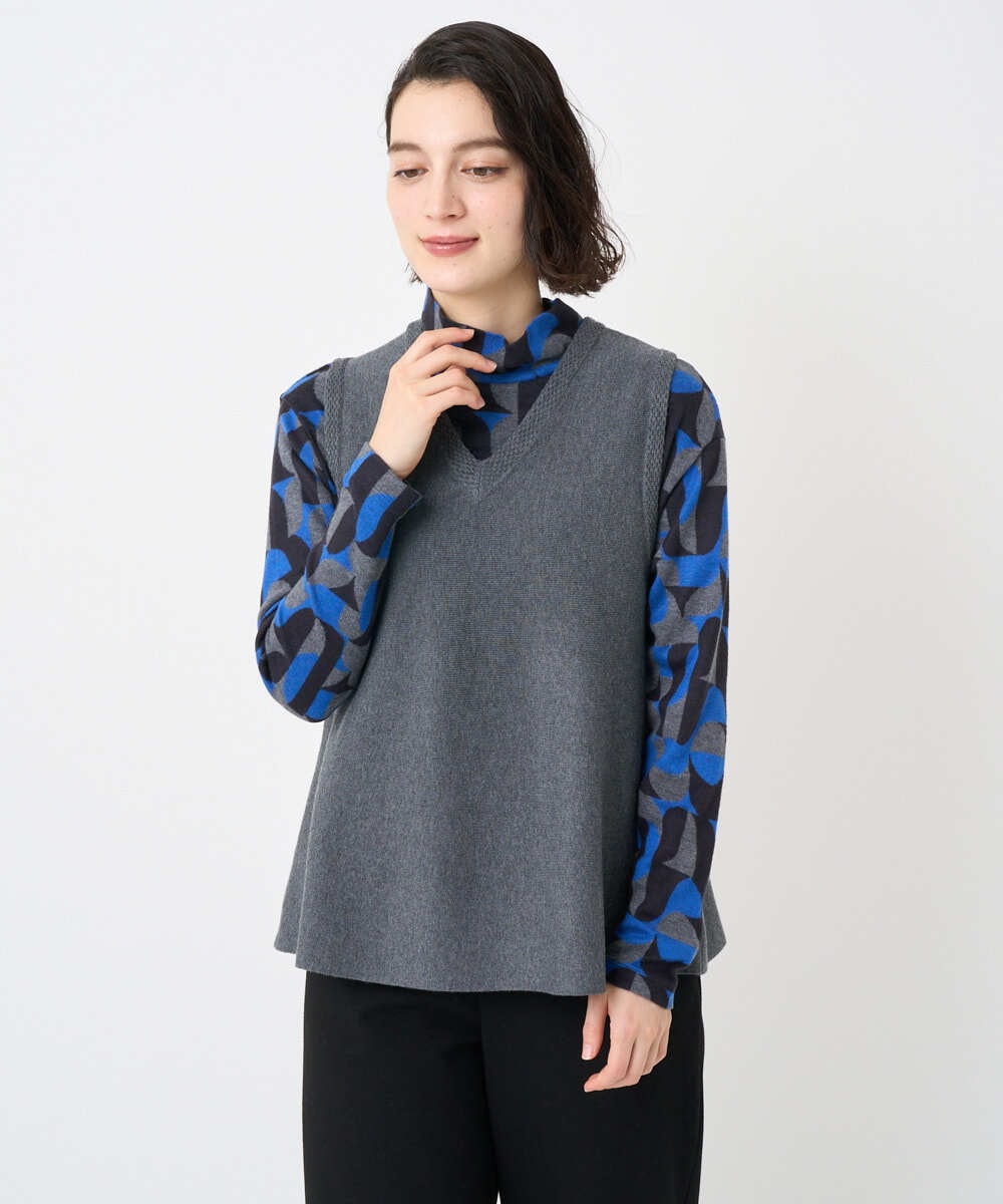 PHKAD38180 GEORGES RECH(小さいサイズ)(メゾン ドゥ サンク) [日本製]起毛ジャガードハイネックプルオーバー グリーン