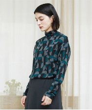 PHKAD38180 GEORGES RECH(小さいサイズ)(メゾン ドゥ サンク) [日本製]起毛ジャガードハイネックプルオーバー グリーン