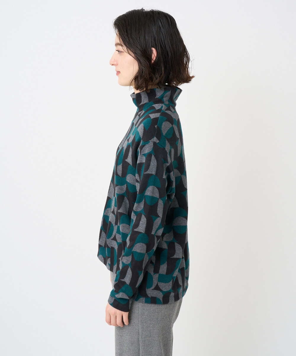 PHKAD38180 GEORGES RECH(小さいサイズ)(メゾン ドゥ サンク) [日本製]起毛ジャガードハイネックプルオーバー グリーン