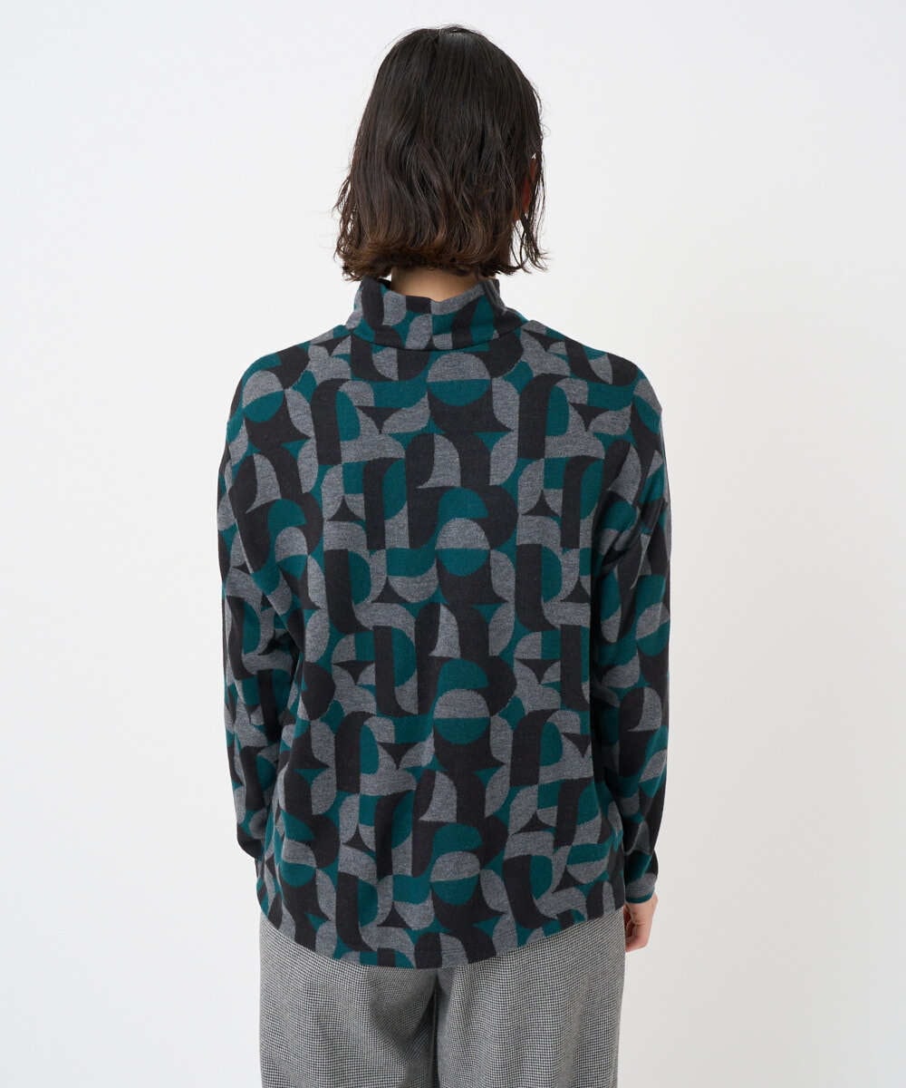 PHKAD38180 GEORGES RECH(小さいサイズ)(メゾン ドゥ サンク) [日本製]起毛ジャガードハイネックプルオーバー グリーン