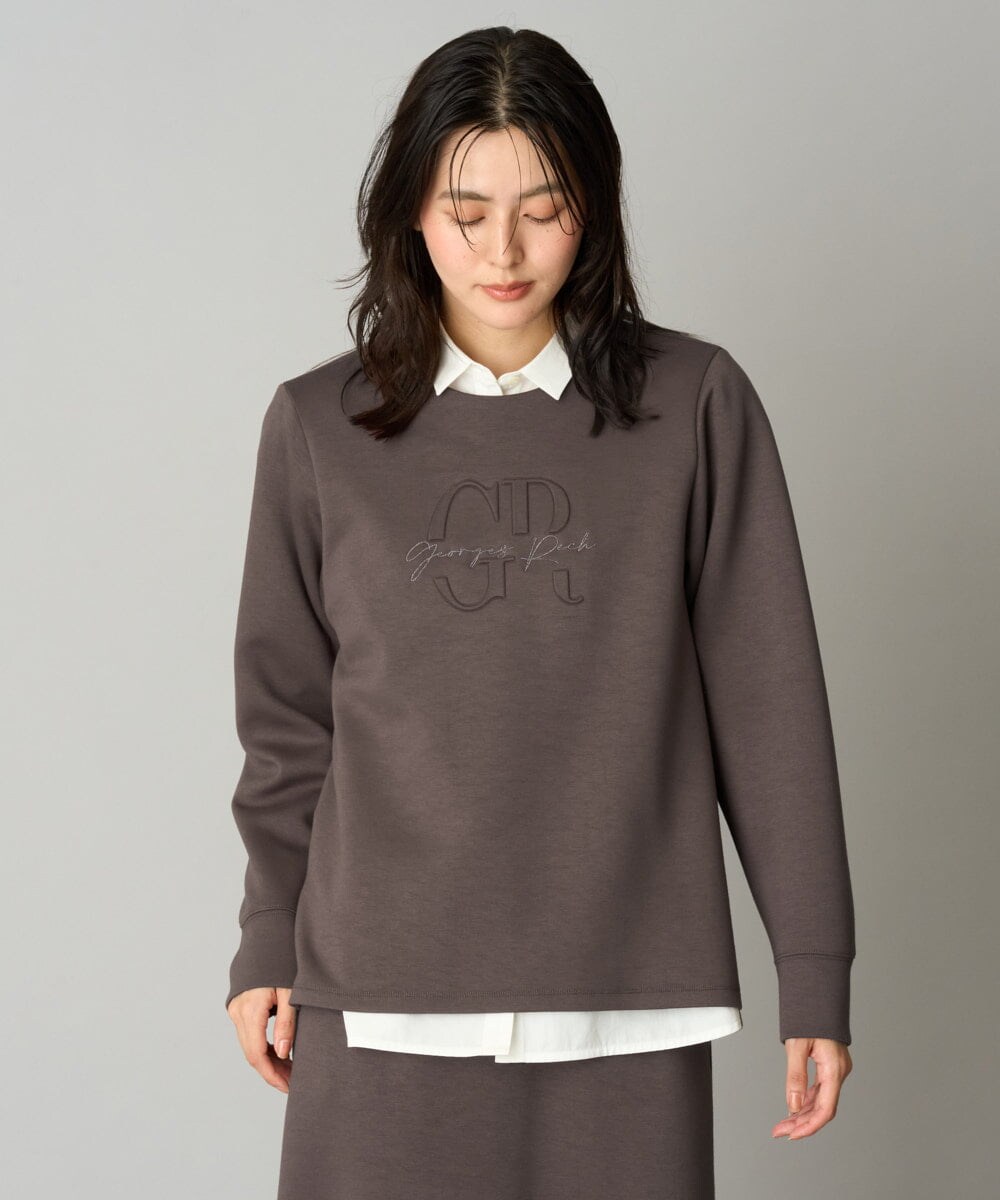PHKAG11240 GEORGES RECH(小さいサイズ)(メゾン ドゥ サンク)  [セットアップ対応]ストレッチダンボールロゴプルオーバー ブラウン
