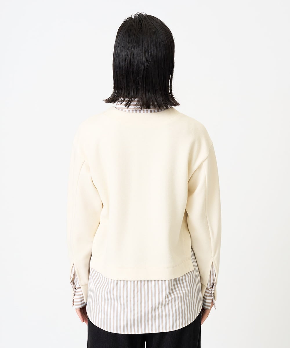 PHKAG24270 GEORGES RECH(小さいサイズ)(メゾン ドゥ サンク) ストライプシャツレイヤード風プルオーバー アイボリー
