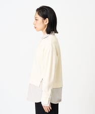 PHKAG24270 GEORGES RECH(小さいサイズ)(メゾン ドゥ サンク) ストライプシャツレイヤード風プルオーバー アイボリー