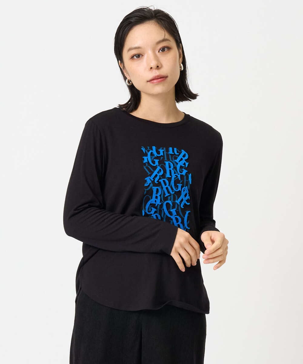 PHKAG27210 GEORGES RECH(小さいサイズ)(メゾン ドゥ サンク) ベアテン3D刺繍ロゴカットソー ブラック