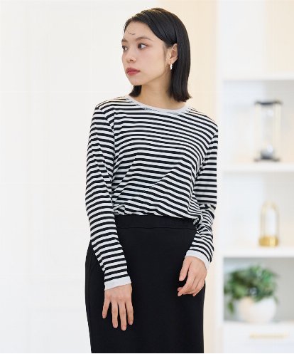 PHKAG28190 GEORGES RECH(小さいサイズ) チュールドッキングボーダーカットソー