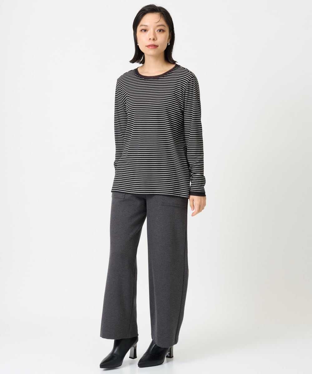 PHKAG28190 GEORGES RECH(小さいサイズ)(メゾン ドゥ サンク) チュールドッキングボーダーカットソー ブラック