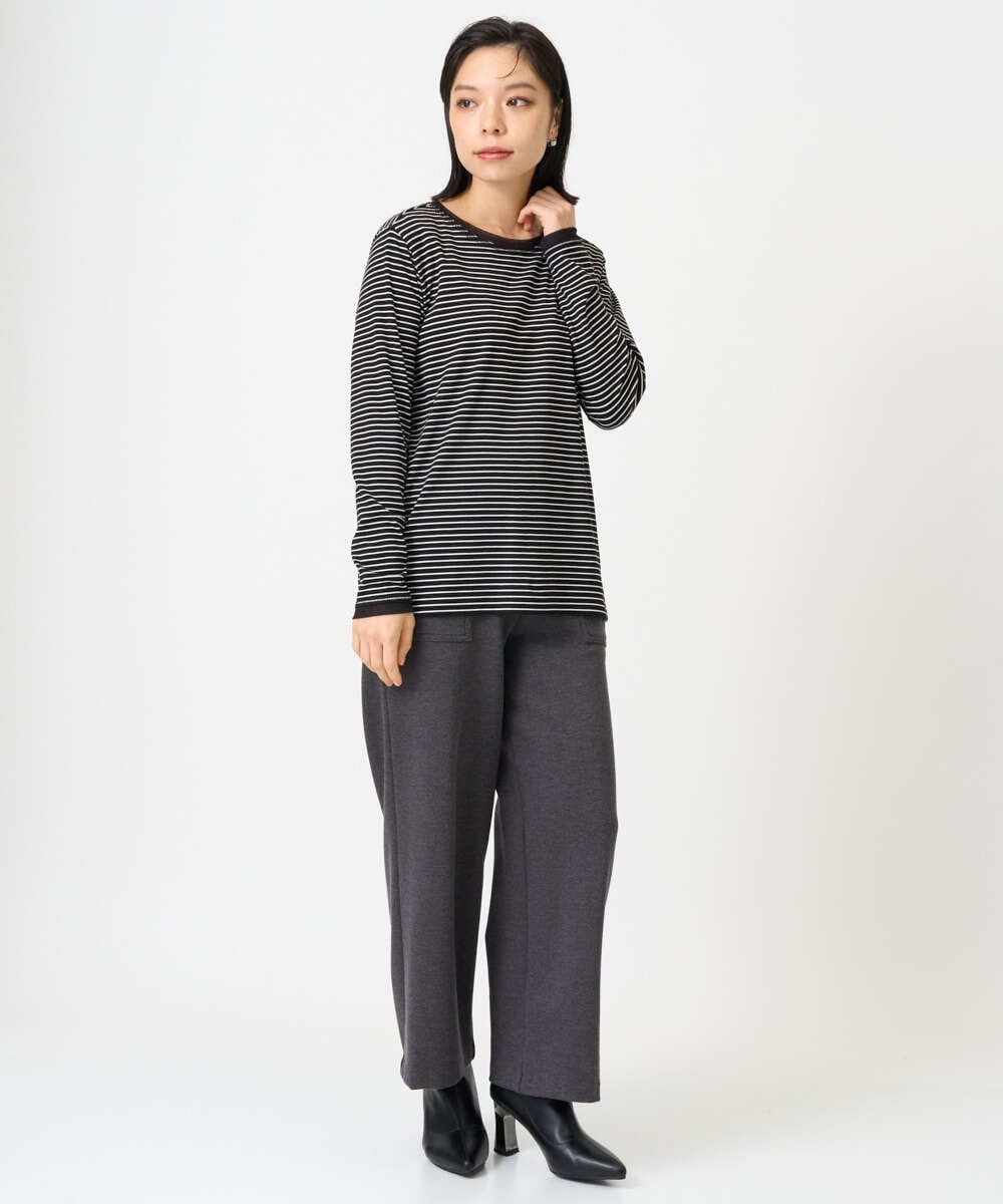 PHKAG28190 GEORGES RECH(小さいサイズ)(メゾン ドゥ サンク) チュールドッキングボーダーカットソー ブラック
