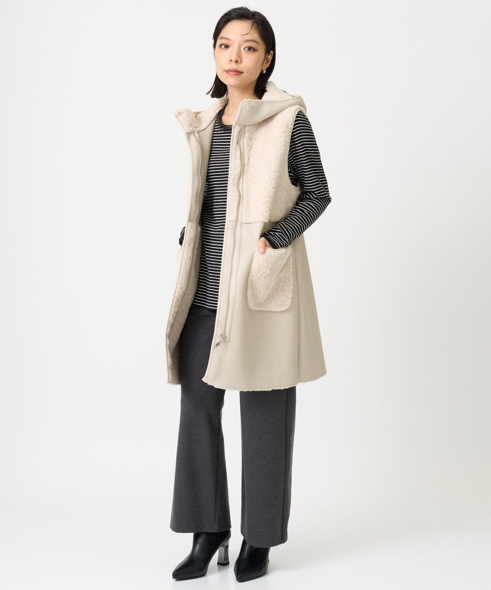 PHKAG28190 GEORGES RECH(小さいサイズ)(メゾン ドゥ サンク) チュールドッキングボーダーカットソー ブラック