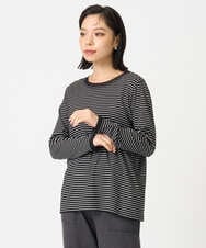 PHKAG28190 GEORGES RECH(小さいサイズ)(メゾン ドゥ サンク) チュールドッキングボーダーカットソー ブラック