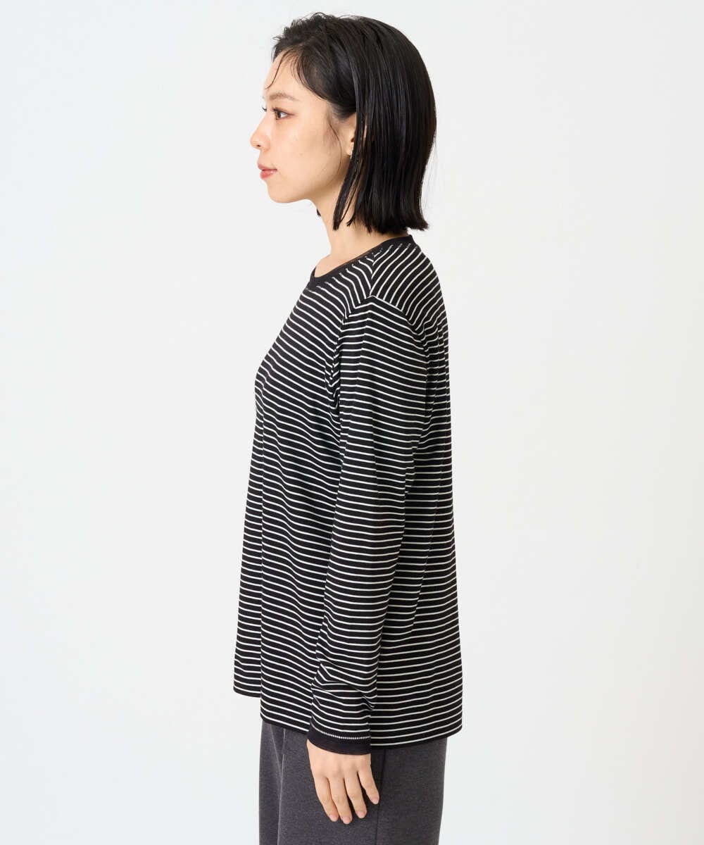 PHKAG28190 GEORGES RECH(小さいサイズ)(メゾン ドゥ サンク) チュールドッキングボーダーカットソー ブラック