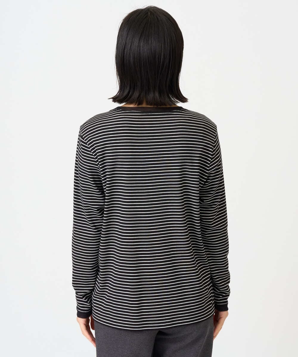 PHKAG28190 GEORGES RECH(小さいサイズ)(メゾン ドゥ サンク) チュールドッキングボーダーカットソー ブラック
