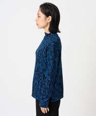 PHKAG33230 GEORGES RECH(小さいサイズ)(メゾン ドゥ サンク)  [日本製]ダブルフェイスボトルネックロゴカットソー ブルー