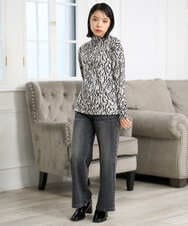 PHKAG33230 GEORGES RECH(小さいサイズ)(メゾン ドゥ サンク)  [日本製]ダブルフェイスボトルネックロゴカットソー ブルー