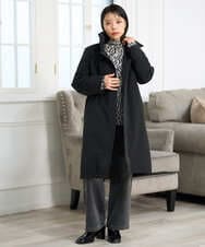 PHKAG33230 GEORGES RECH(小さいサイズ)(メゾン ドゥ サンク)  [日本製]ダブルフェイスボトルネックロゴカットソー ブルー