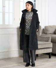 PHKAG33230 GEORGES RECH(小さいサイズ)(メゾン ドゥ サンク)  [日本製]ダブルフェイスボトルネックロゴカットソー ブルー