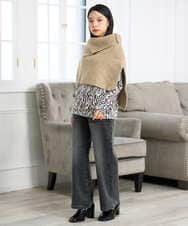 PHKAG33230 GEORGES RECH(小さいサイズ)(メゾン ドゥ サンク)  [日本製]ダブルフェイスボトルネックロゴカットソー ブルー