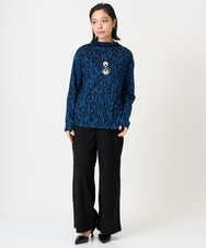 PHKAG33230 GEORGES RECH(小さいサイズ)(メゾン ドゥ サンク)  [日本製]ダブルフェイスボトルネックロゴカットソー ブルー