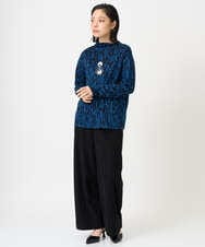 PHKAG33230 GEORGES RECH(小さいサイズ)(メゾン ドゥ サンク)  [日本製]ダブルフェイスボトルネックロゴカットソー ブルー