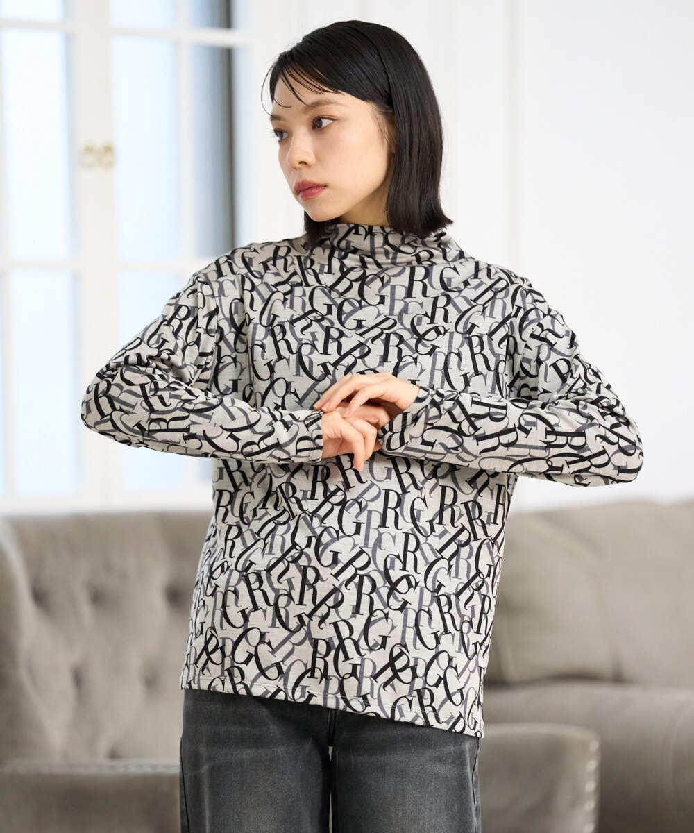 PHKAG33230 GEORGES RECH(小さいサイズ)(メゾン ドゥ サンク)  [日本製]ダブルフェイスボトルネックロゴカットソー ブルー