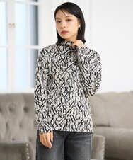 PHKAG33230 GEORGES RECH(小さいサイズ)(メゾン ドゥ サンク)  [日本製]ダブルフェイスボトルネックロゴカットソー ブラック