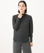 PHKAH07160 GEORGES RECH(小さいサイズ)(メゾン ドゥ サンク) シアーボーダーハイネックカットソー ブラック