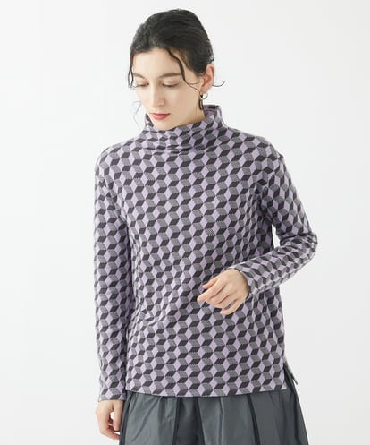 PHKCA12210 GEORGES RECH(小さいサイズ) [日本製]幾何ジャガードボトルネックカットソー