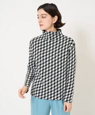 PHKCA12210 GEORGES RECH(小さいサイズ)(メゾン ドゥ サンク)  [日本製]幾何ジャガードボトルネックカットソー ブラック