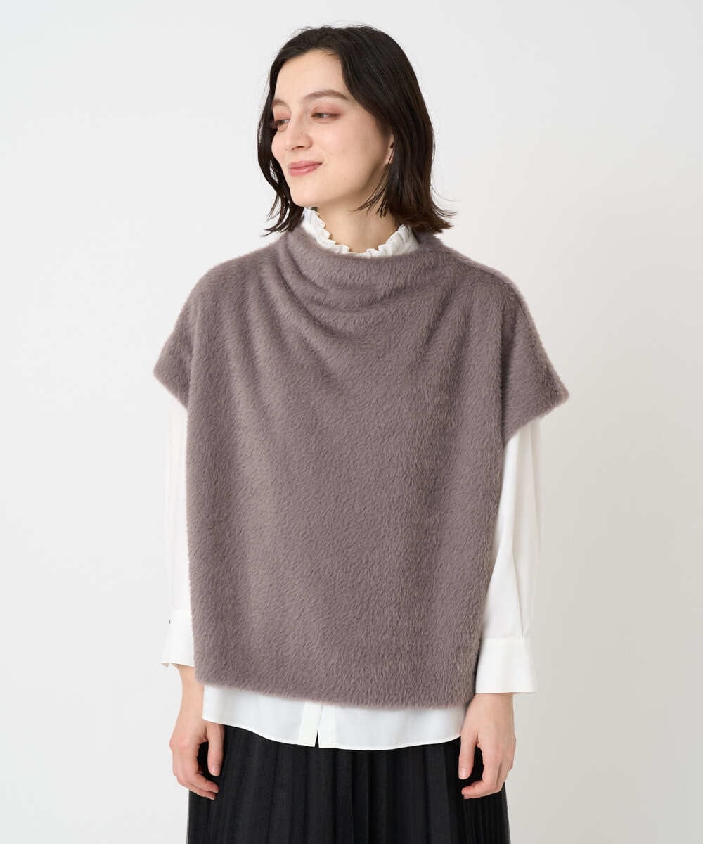 PHKCD60180 GEORGES RECH(小さいサイズ)(メゾン ドゥ サンク)  [日本製]ボトルネックフレンチスリーブテディベスト ライトブルー