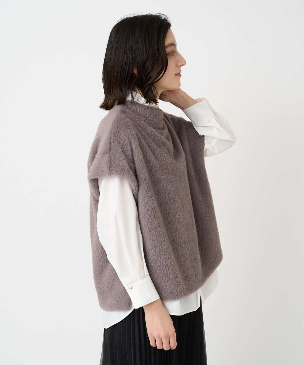 PHKCD60180 GEORGES RECH(小さいサイズ)(メゾン ドゥ サンク)  [日本製]ボトルネックフレンチスリーブテディベスト ライトブルー